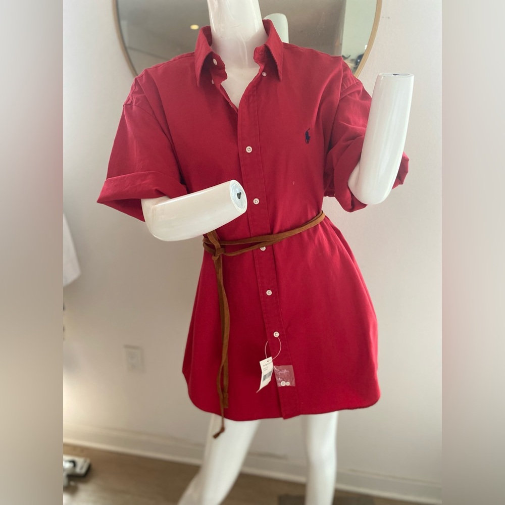 Vintage 80s 90s POLO RL Golf Preppy Shirt Country Club Shirt Dress BNWT NOS